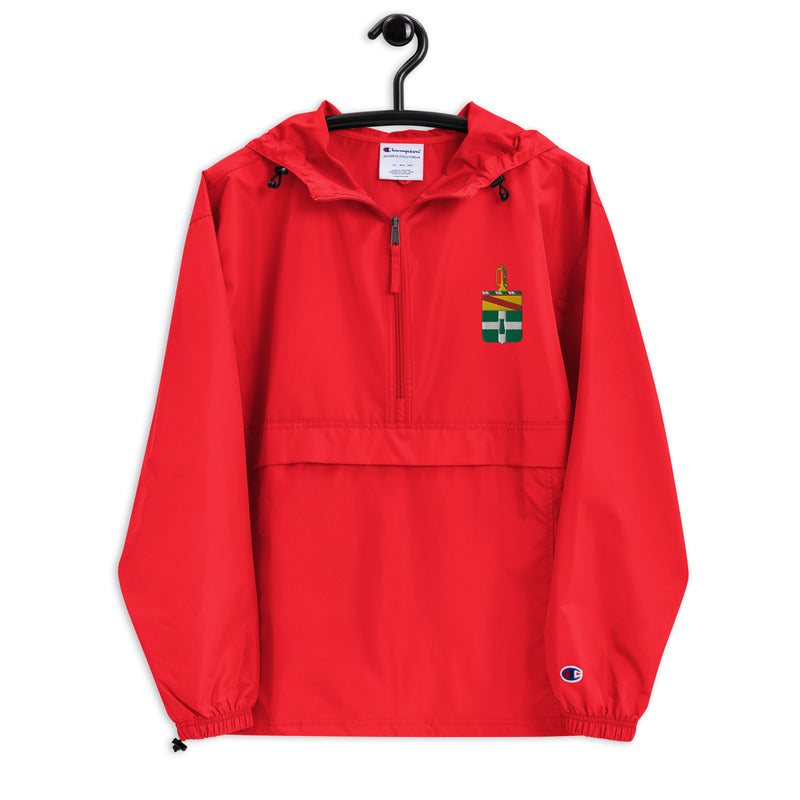 3rd Cavalry Regiment Scarlet Champion packable jacket with a detailed embroidered logo