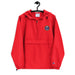 Navy Seabees Scarlet Champion packable jacket with a detailed embroidered logo