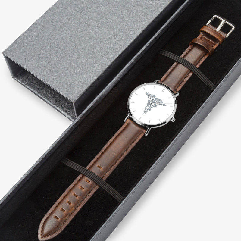 Watch Case with Hospital Corpsman Ultra Thin Watch (Brown Strap)