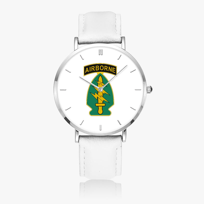 Top View - Special Forces Airborne Ultra Thin Watch (White Strap)