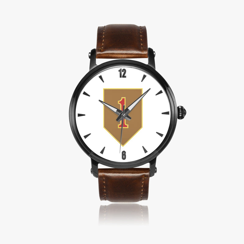 1st Infantry Division-46mm Automatic Watch with a Brown Leather Band