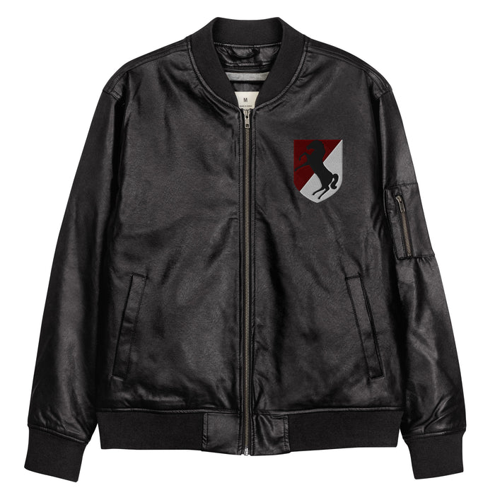 11th Armored Cavalry Regiment Embroidered Leather Bomber Jacket