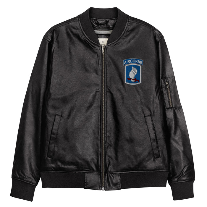 173rd Airborne Brigade Embroidered Leather Bomber Jacket