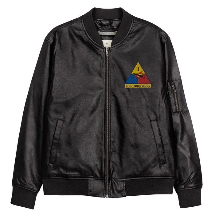 1st Armored Division Embroidered Leather Bomber Jacket