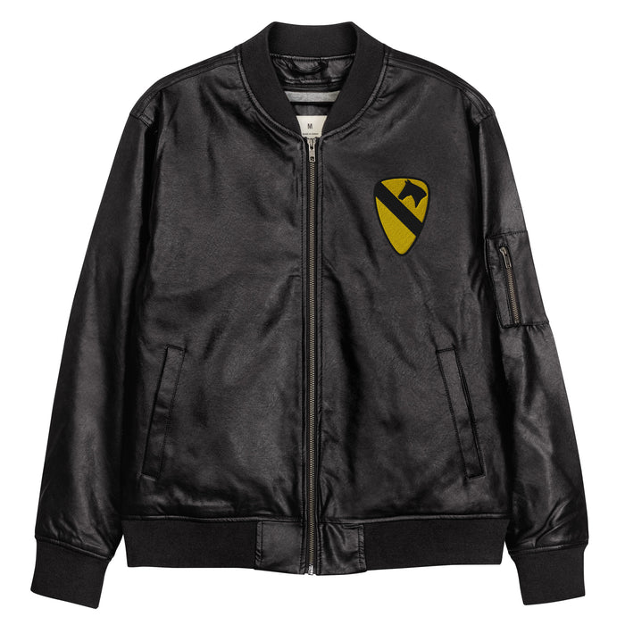 1st Cavalry Division Embroidered Leather Bomber Jacket