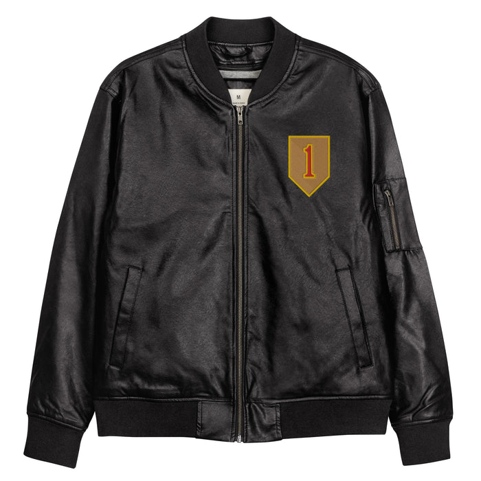 1st Infantry Division Embroidered Leather Bomber Jacket