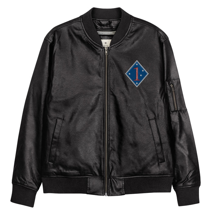 1st Marine Division Embroidered Leather Bomber Jacket