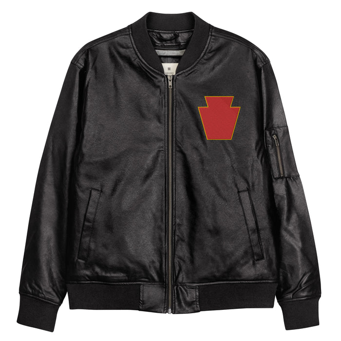 28th Infantry Division Embroidered Leather Bomber Jacket