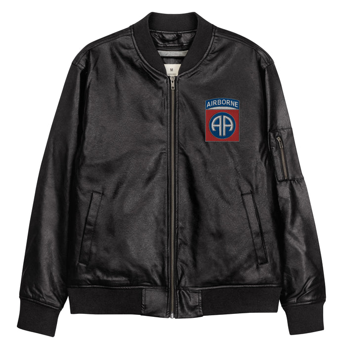 82nd Airborne Embroidered Leather Bomber Jacket