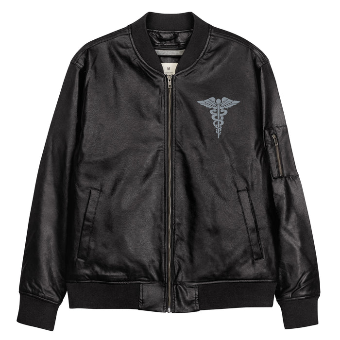 Hospital Corpsman Embroidered Leather Bomber Jacket