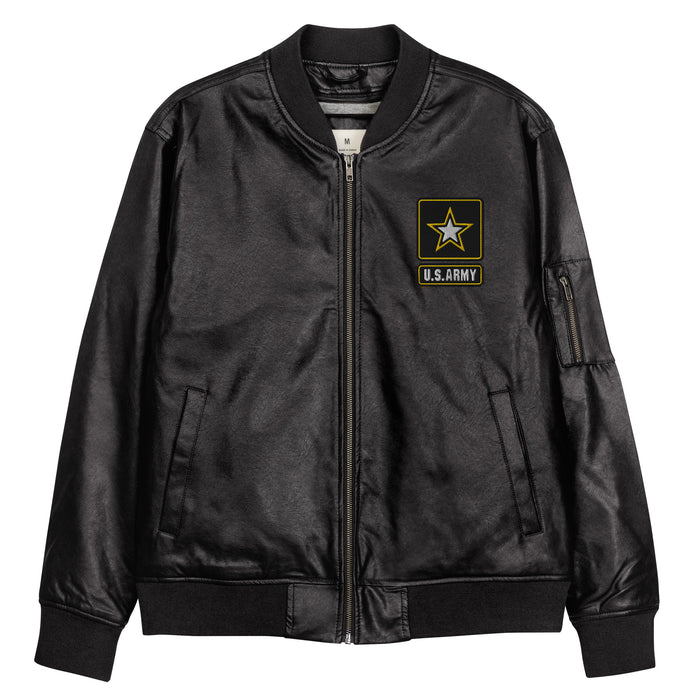 United States Army Embroidered Leather Bomber Jacket