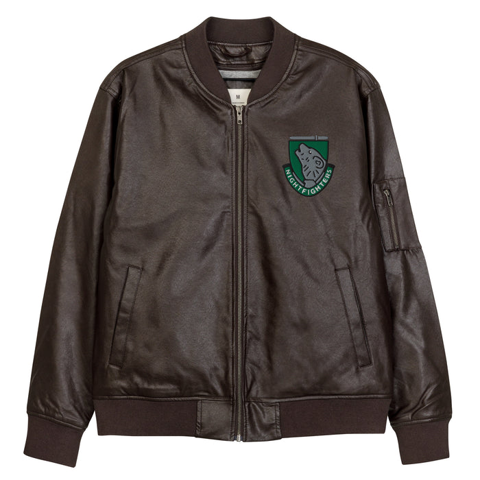 104th Infantry Division Embroidered Leather Bomber Jacket