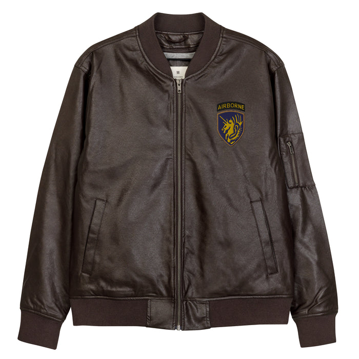 13th Airborne Division Embroidered Leather Bomber Jacket
