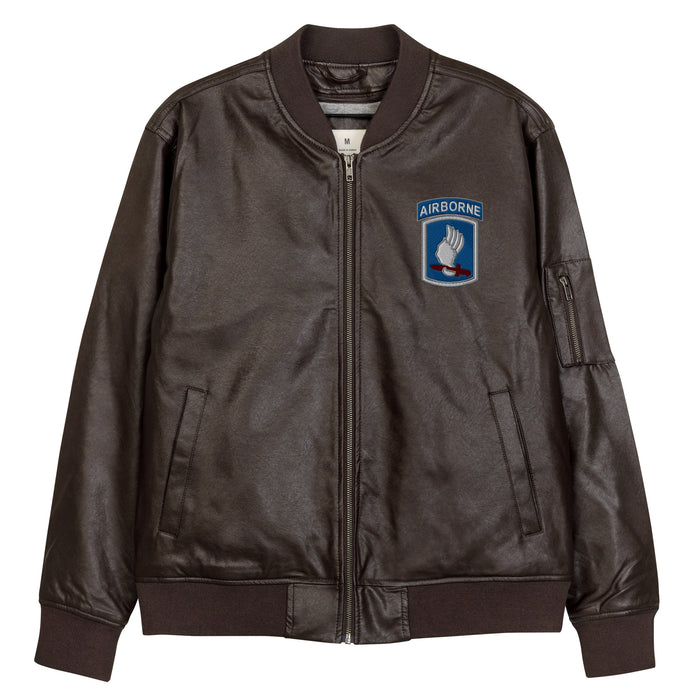 173rd Airborne Brigade Embroidered Leather Bomber Jacket