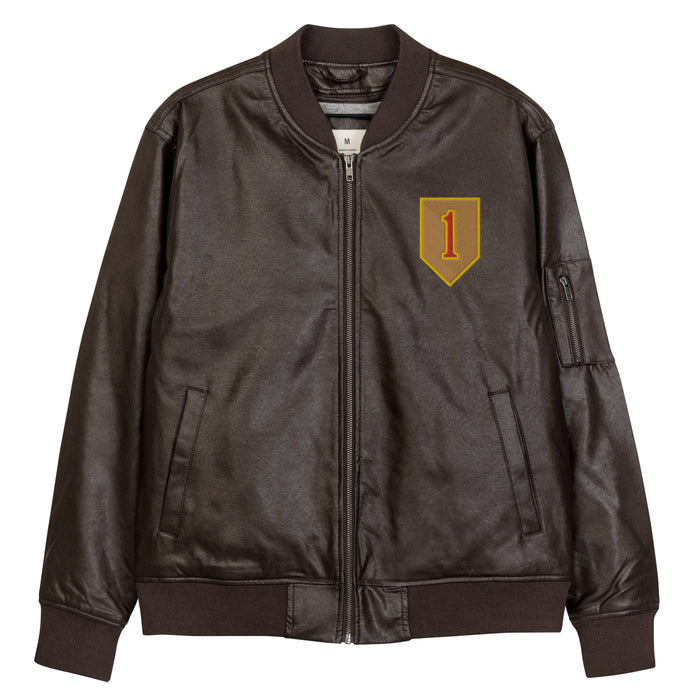 1st Infantry Division Embroidered Leather Bomber Jacket