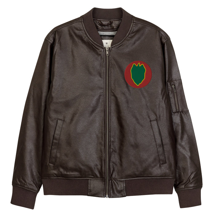 24th Infantry Division Embroidered Leather Bomber Jacket