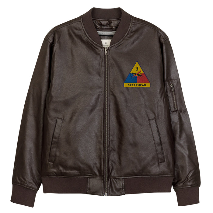3rd Armored Division Embroidered Leather Bomber Jacket