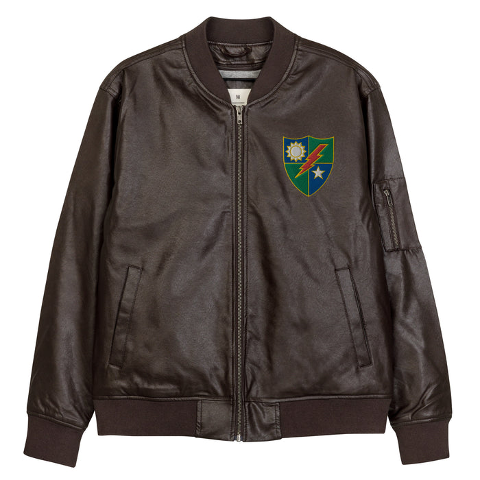 75th Ranger Regiment Embroidered Leather Bomber Jacket