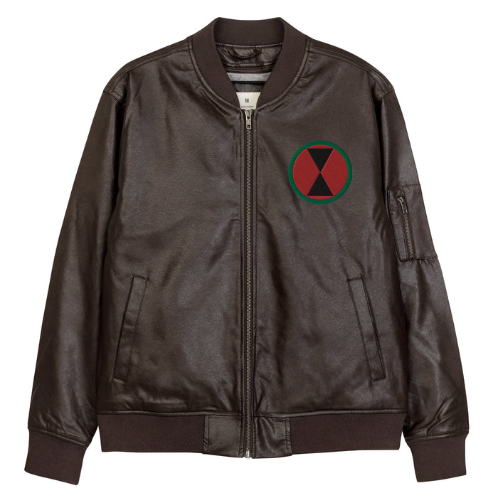 7th Infantry Division Embroidered Leather Bomber Jacket
