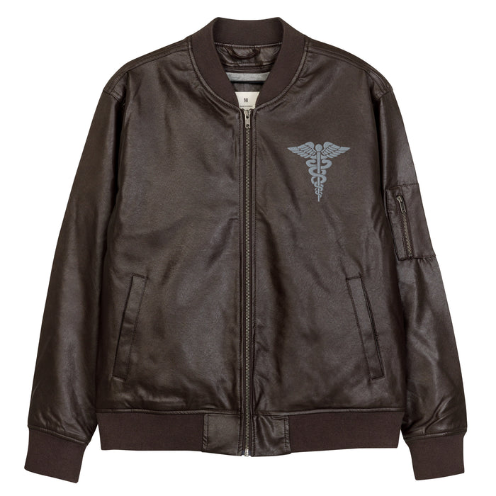 Hospital Corpsman Embroidered Leather Bomber Jacket