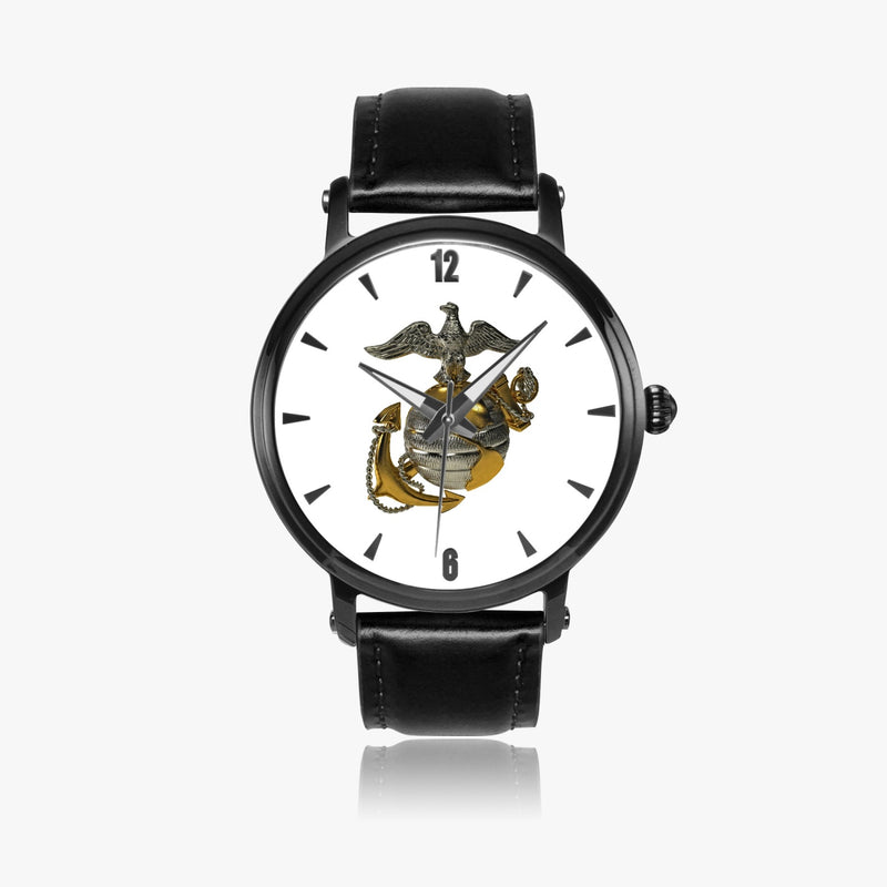 United States Marine Corps-46mm Automatic Watch with a Black Leather Band