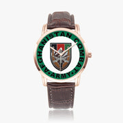 US Forces Afghanistan-Wide Type Gold Watch with a Brown Leather Band