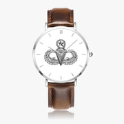 Top View - Master Parachutist Ultra Thin Watch (Brown Strap)