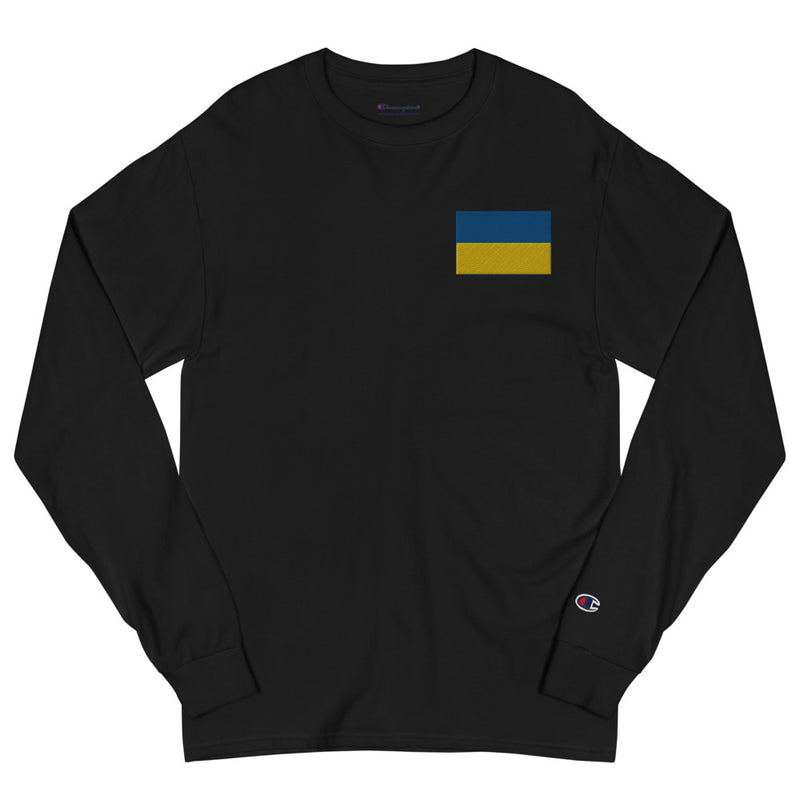 Ukrainian Flag Men's Champion Long Sleeve Shirt - Black