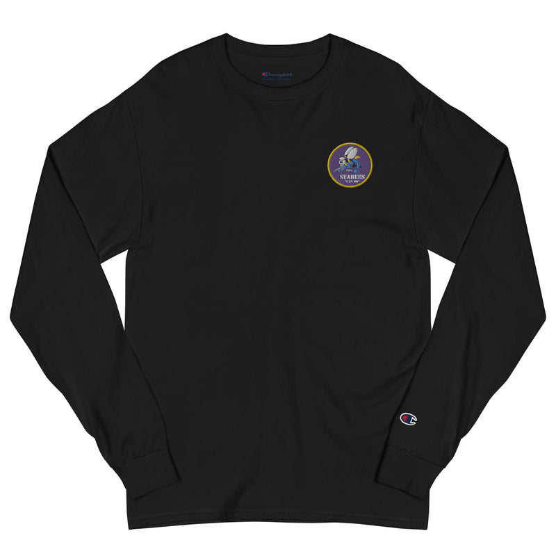 Navy Seabees Men's Champion Long Sleeve Shirt - Black