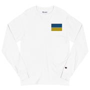 Ukrainian Flag Men's Champion Long Sleeve Shirt - White