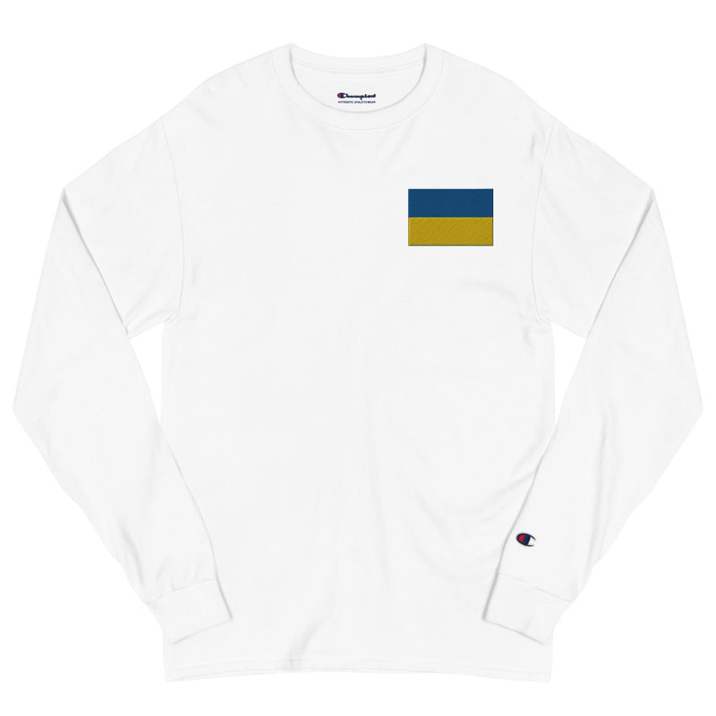 Ukrainian Flag Men's Champion Long Sleeve Shirt - White
