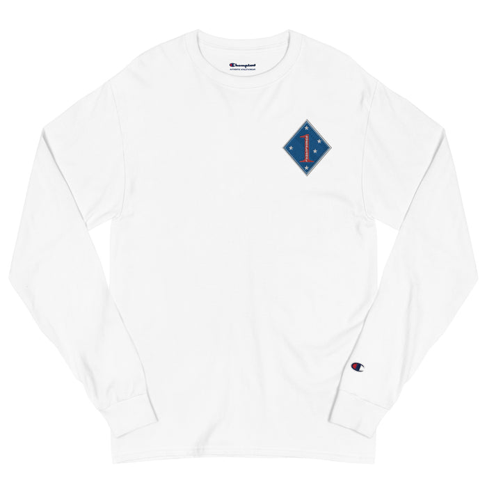 1st Marine Division Men's Champion Long Sleeve Shirt - White