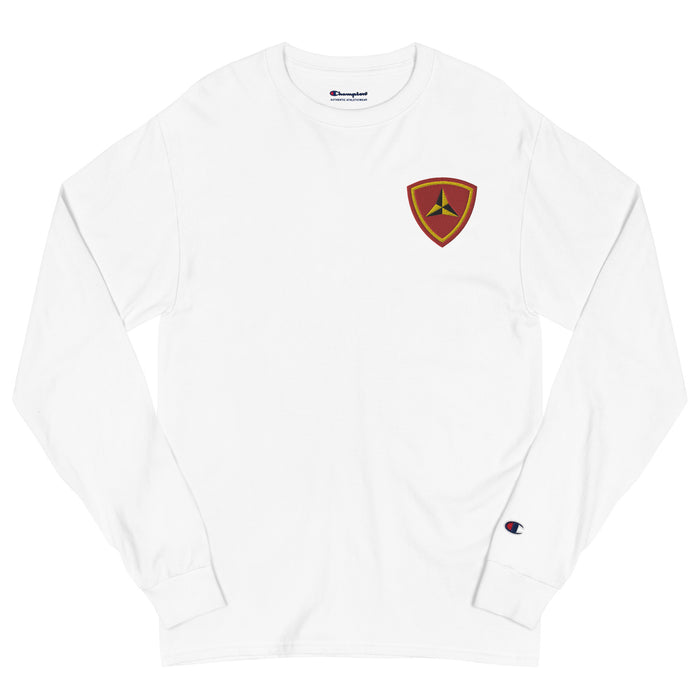 3rd Marine Division Men's Champion Long Sleeve Shirt - White