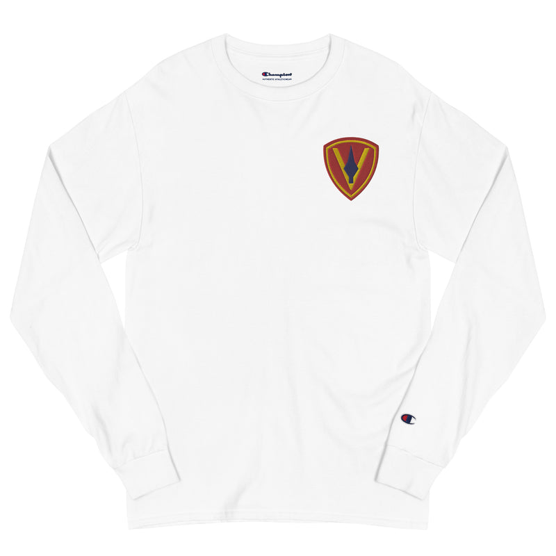 5th Marine Division Men's Champion Long Sleeve Shirt - White