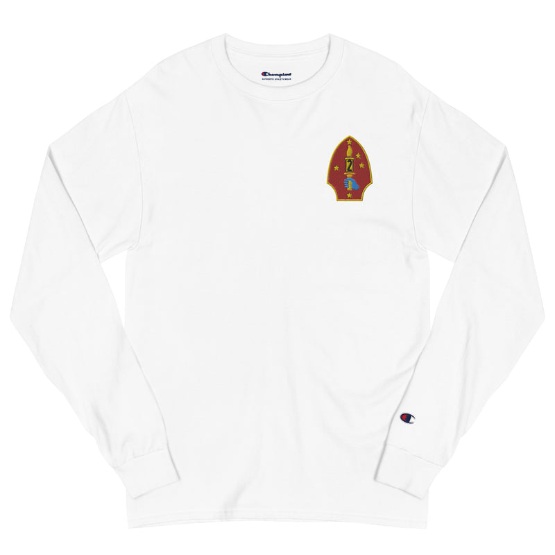 2nd Marine Division Men's Champion Long Sleeve Shirt - White