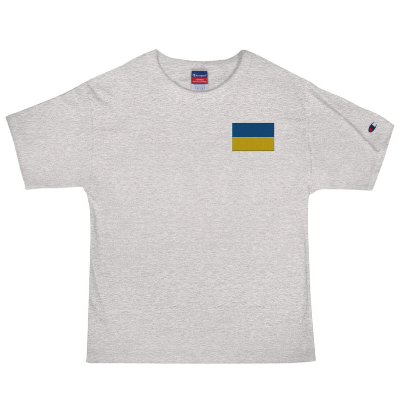 Ukrainian Flag Men's Champion T-Shirt - Oxford Grey Heather
