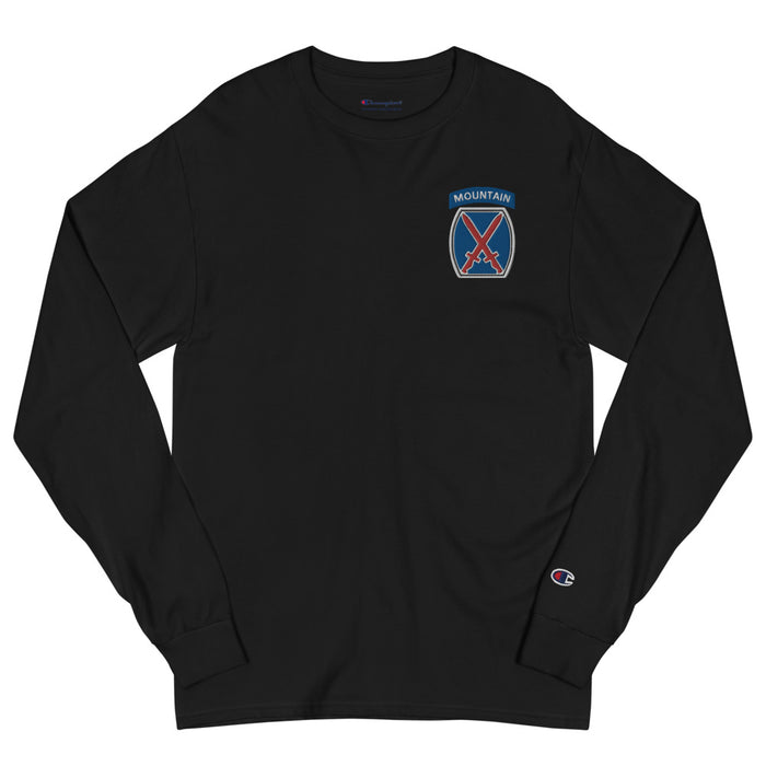 10th Mountain Division Men's Champion Long Sleeve Shirt - Black