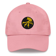 A pink 17th Airborne Division Hat with the logo on the front.  The hat has a curved visor and an adjustable strap at the back.
