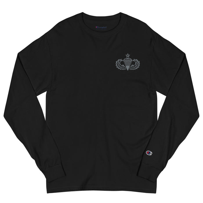 Senior Parachutist Men's Champion Long Sleeve Shirt - Black