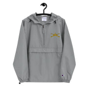 Army Armor Graphite Champion packable jacket with a detailed embroidered logo.