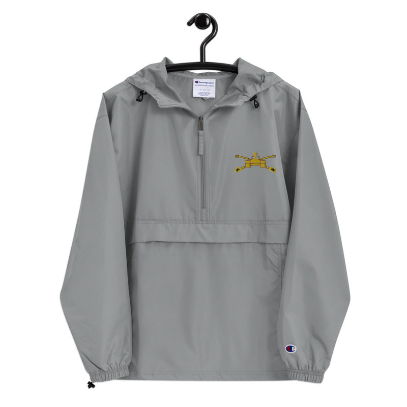 Army Armor Graphite Champion packable jacket with a detailed embroidered logo.