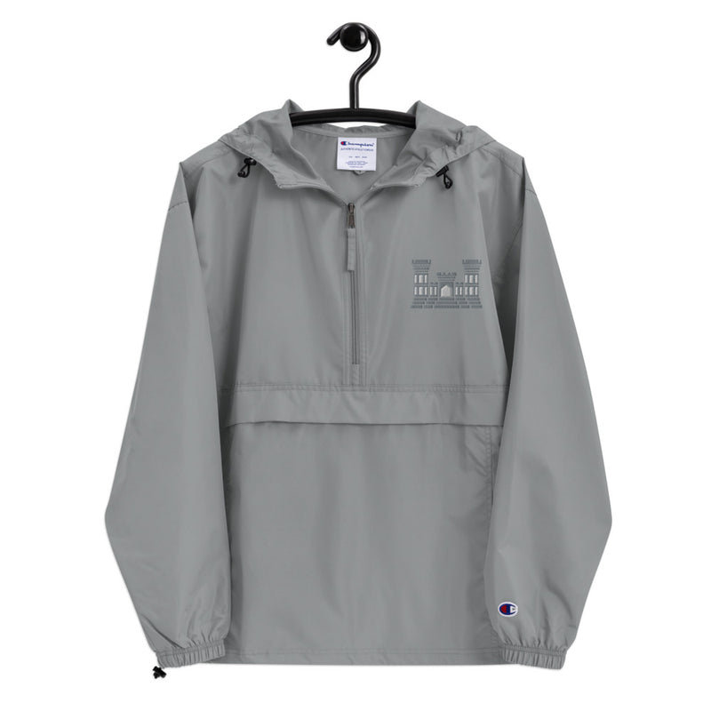 Combat Engineer Graphite Champion packable jacket with a detailed embroidered logo.
