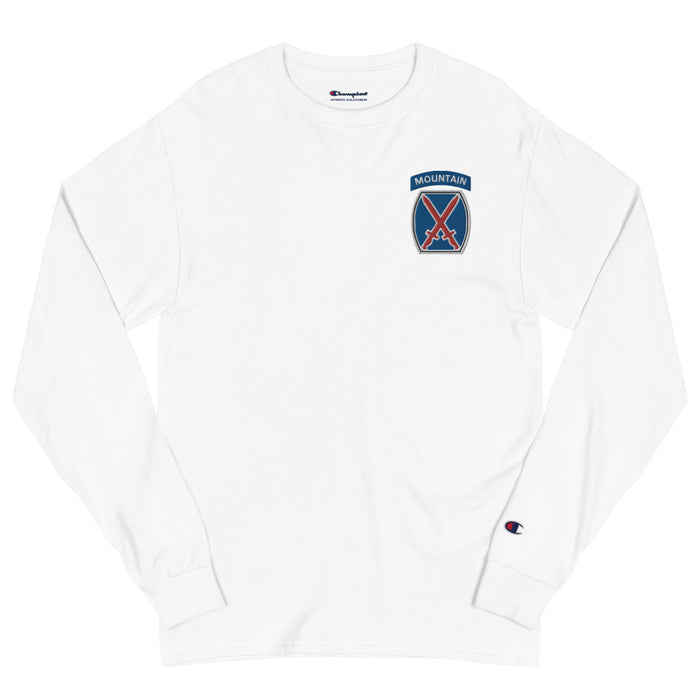 10th Mountain Division Men's Champion Long Sleeve Shirt - White