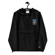 173rd Airborne Brigade Black Champion packable jacket with a detailed embroidered logo.
