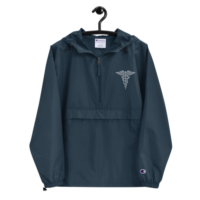 Hospital Corpsman Navy Champion packable jacket with a detailed embroidered logo.