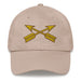 A stone colored Special Forces Division Hat with the logo on the front.  The hat has a curved visor and an adjustable strap at the back.