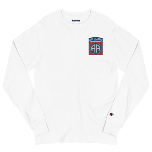 82nd Airborne Men's Champion Long Sleeve Shirt - White