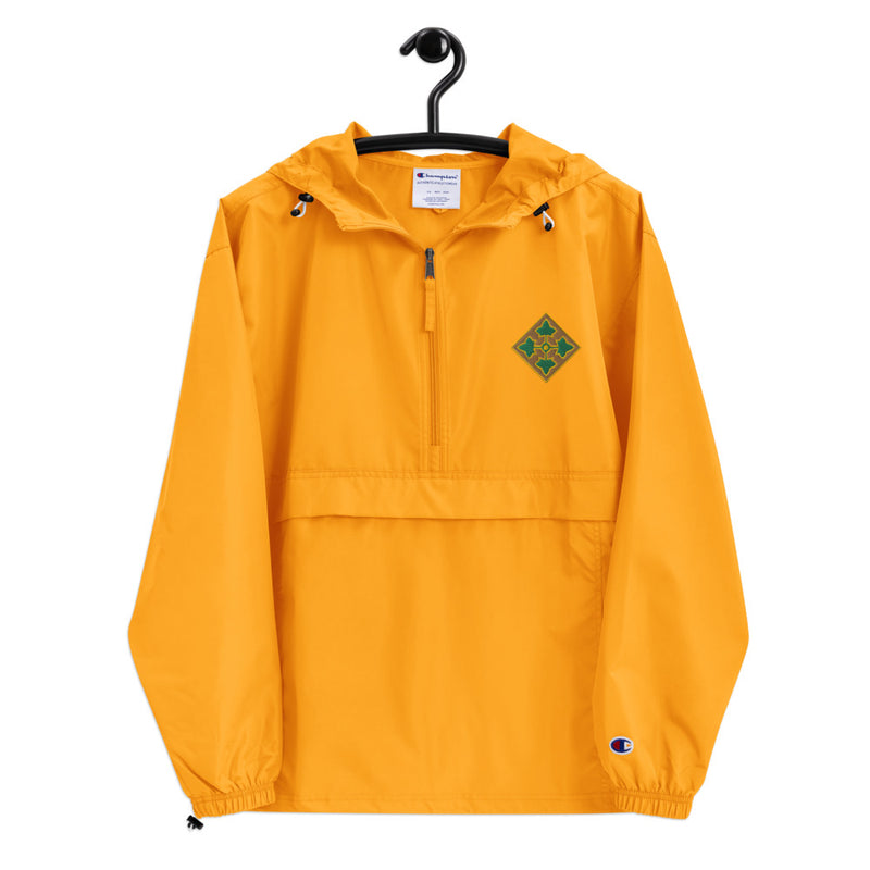 4th Infantry Division Gold Champion packable jacket with a detailed embroidered logo