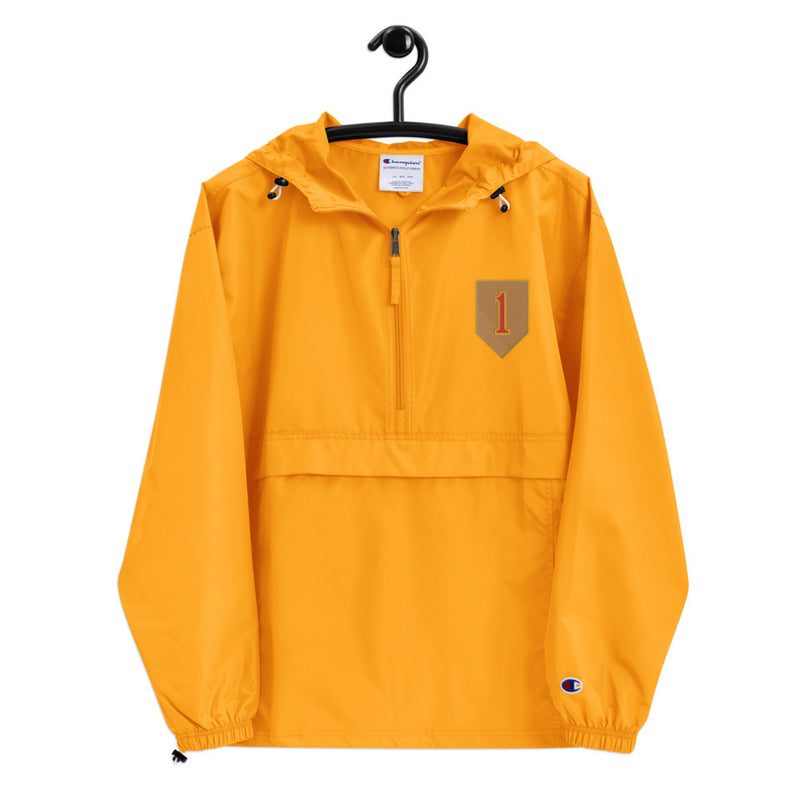1st Infantry Division Gold Champion packable jacket with a detailed embroidered logo