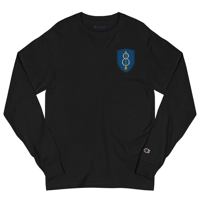 8th Infantry Division Men's Champion Long Sleeve Shirt - Black